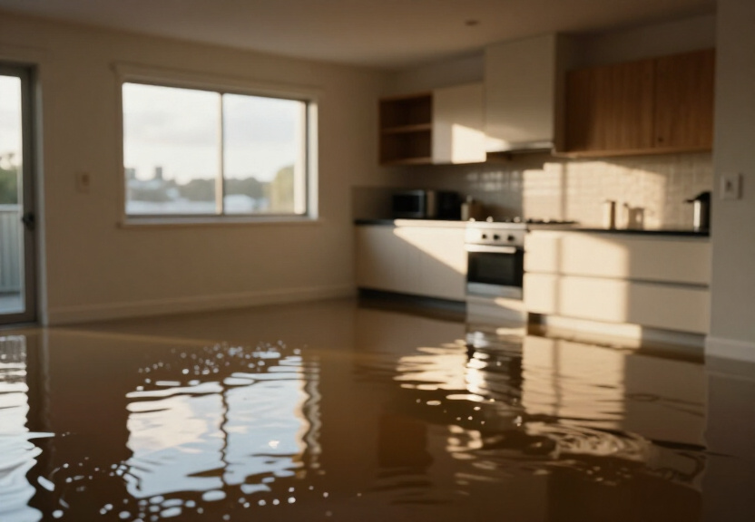 Flooded retail store in Parramatta before cleanup